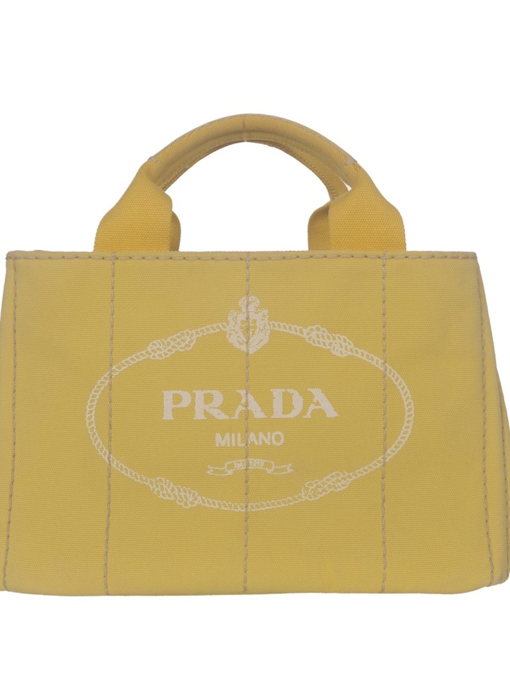 ♥️Prada Small Logo ellow Canvas Mini Tote with White Logo♥️